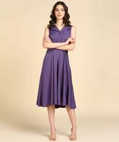 Women Fit and Flare Purple Dress on Flipkart