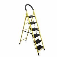 BonKaso Premium Steel Multipurpose Climb Swift 6-Step Foldable Ladder  - (Yellow & Black)
