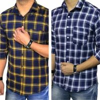 Men Checkered Casual Blue Shirt on Flipkart