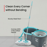 Prestige Alpha with 2 Microfiber heads 360 Degree Spinner Mop Set (Grey, Blue)