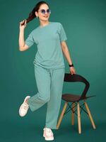Women Printed Light Blue Top & Pyjama Set on Flipkart