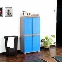 Cello Novelty Big Plastic Cupboard with Shelves, Blue & Grey | 2 Dustproof Door | Space Saving Modular Wardrobe | Clothes Almirah For Kidsroom & Bedroom | 3 Year Warranty on Manufacturing Defects