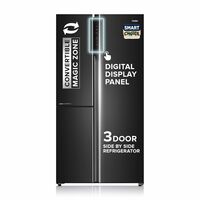 Haier SmartChoice 598L 3 Star 3-Door Side by Side Frost Free Refrigerator (HRT-683GK, Graphite Black)
