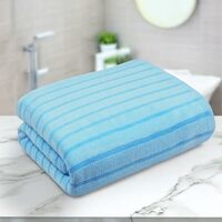 Story@Home Towels for Bath Large Size| Microfiber Towels 400 GSM Set of 1| 70 x 140 cm Blue Stripes| Towels for Men, Women & Kid |Gym Towel | Perfect for Everyday Use