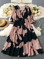  Sheetal Accociates Women Fit and Flare Black, Brown Midi/Calf Length Dress on Flipkart