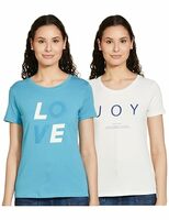 Amazon Brand - Symbol Women's Solid Cotton Stretch Half Sleeve Round Neck Regular Fit T-Shirt (Pack of 2)