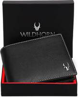 WILDHORN Men Casual Black Genuine Leather RFID Wallet
