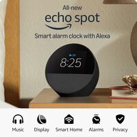 Amazon Echo Spot (latest model), Smart alarm clock with vibrant sound, Alexa and Bluetooth | Black