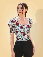 Casual Printed Women Red Top on Flipkart