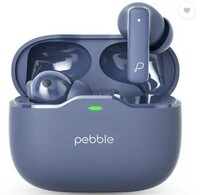 Pebble BlissBuds Ultra with Deep Bass, ANC, ENC Quad Mic, Dual Pairing, Clear Voice Bluetooth Headset(Blue, In the Ear)
