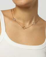  Shein Women Stone Studded Floral Shaped Golden Short Necklace