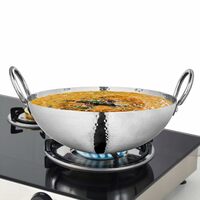 Stainless Steel 2.8 Litre Triply Deep Pro Light Weight Hammered Kadhai, 26 cm, 1102 Grams