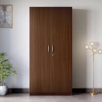 GODREJ INTERIO Wardrobe Stack 2-Door Engineered Wood Wardrobe for Clothes (Brown), 2 Shelves, 1 Drawer