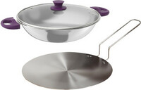 Lifelong LLTPC4 Combo Kadhai (22 CM), Roti Tawa Induction Bottom Cookware Set  (Triply, 2 - Piece)