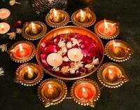 Deco Dream Diya Shape Flower Decorative Urli Bowl for Home Handcrafted Bowl Iron Table Diya Set(Height: 2 inch)