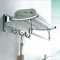 Plantex Stainless Steel Folding Towel Rack for Bathroom, Towel Rod Holder
