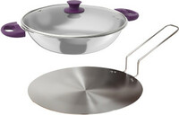 Lifelong LLTPC3 Triply Combo Kadhai (20 CM) with Lid, Roti Tawa Induction Bottom Cookware Set  (Triply, 2 - Piece)