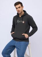 Mens CHARCOAL Printed Sweatshirt With hoodie