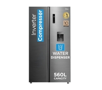 Midea 560 L Side By Side,Frost Free Refrigerator|Water Dispenser |Inverter Compressor