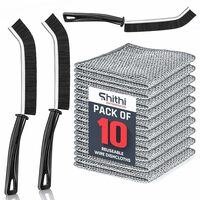 13-Piece Cleaning Combo – 10 Reusable Stainless Steel Wire Dishcloths + 3 Tile & Gap Cleaning Brushes 