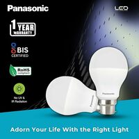 (Pack of 2) Panasonic 9 Watt LED Bulb, B22 Base 9W Light For Home, 25000+ BH with 1 Year Warranty, 6500K Cool Day
