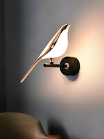 MFD HOME FURNISHING Gold Toned Acrylic Contemporary Abstract Bird Shaped Wall Lamp