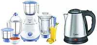 Prestige Iris(750 Watt) Mixer Grinder + Prestige Electric Kettle PKOSS - 1500watts, Steel (1.5Ltr), Black