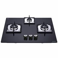 Elica Hob 3 Burner Auto Ignition Built-In Hob or Hobtop| Flexi Hct 360 Dx Lotus Bk, Black