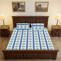 Capsicum Microfiber King Size Double Bedsheet with 2 Pillow Cover (95GSM, 108x84 inch, Blue, 4014)