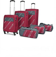 Aristocrat Soft Body Set of 6 Luggage 4 Wheels - (Small 55cm|Medium 68cm|Large 78cm|3 Duffle Bag)