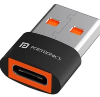 Portronics Bridge X Type C to USB-A Connector - Black 