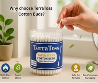 TerraToss Cotton Ear Buds [200 Swabs] | Premium Paper Stick Cotton Swabs | 100% Pure & Soft Cotton (100 Sticks)