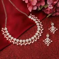 brado jewellery  Brass Gold-plated Gold, Pink Jewel Set  (Pack of 1)