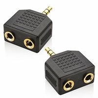 Mobi Lock 2pcs 3.5mm Headphone Y Splitter 1 Male to 2 Female Audio Jacks for Media Players and Audio Devices Allows Two People to Listen to 1 Sound Source
