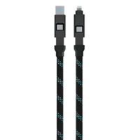 urbn Quad Type A, Type C to Type C, Lightning 1 Feet (0.3M) 4-in-1 Cable (Nylon Braided, Black)