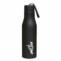 MILTON Super 750 Stainless Steel Water Bottle 650 ml, Single Walled, ISI Certified I Leak Proof Lid, Rust Proof I For School, Office, Gym I Black