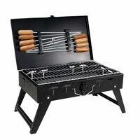 H Hy-tec (Device) Hybb, Traveler Foldable Charcoal Barbeque Grill (Stellar Black), Free Standing