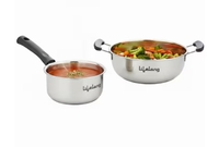 Instamart | Lifelong Stainless Steel Cookware Set (Kadai 20cm, Sauce pan 14cm) 