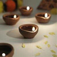 Diwali Clay Diya | Pack Of 12 | Traditional | Diya-Pooja | Divine Vibes - Brown
