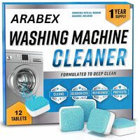 ARABEX™ washing machine drum Cleaning tablets pack of 12 | deep cleaner for front and top load washers | removes limescale, odour and dirt | eco-friendly and easy to use washing machine cleaner -12