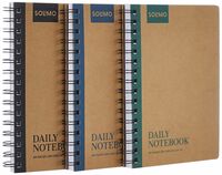 Amazon Brand - Solimo Notebooks, Spiral-Bound, Kraft Cover, Lightweight, Pleasing Designs (A5, 160 Pages, 100 GSM, Set of 3)