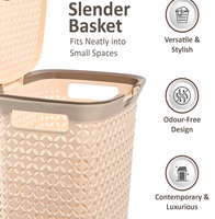 Kuber Industries 70 Ltrs Plastic Large Laundry Basket for Clothes with Lid | Multipurpose Storage Organiser for Home, Bedroom and Bathroom | Ivory