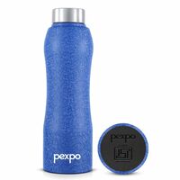 Pexpo Bistro ISI Certified Stainless Steel Fridge/Sports Water Bottle 1 Litre, Blue | Single Walled | Easy Grip | Leakproof Water Bottle for Home, Office, Gym, School, Yoga, Hike, Men,Women&Kids