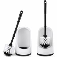 Boperzi 2 Pack Toilet Brush and Holder for Bathroom, Semi-Open Ventilated Toilet Bowl Brush and Holder, Bathroom Cleaning Scrubber Brush, Toilet Cleaner Brush Stand Set