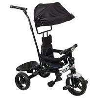 BeyBee Beta Secure Baby Tricycle with Canopy, Parent Handle & Storage Basket | Black | Age 1–5 Yrs