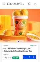 Zero Mad Over Mango Low Calorie Guilt Free Ice Cream Tub