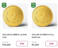 Loot : Flipkart Minutes - 1Gm Gold Coin @ 10.4k , 2Gm Mia By Tanishq @ 19,733