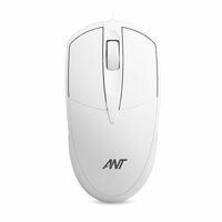 Ant Globe 10 Wired Optical Mouse with 1200 DPI, USB Connectivity, Lightweight Design, Durable 3 Buttons, Compatible with Windows/Mac/Linux White
