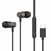 HAMMER Nova in Ear C Type Earphones Wired with Mic,13mm Driver, in-line Control, Metallic Built, Powerful Bass, Comfortable & Lightweight (Black)