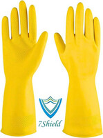 [Add 4 qty- 8 Nos ]7SHIELD 1 Pair Yellow Rubber Safety Hand Gloves For Chemical,Electrical,Gardening Gloves Rubber  Safety Gloves  (Pack of 2)